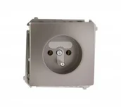 Gniazdka elektryczne - Kontakt Simon Gniazdo ścienne Basic z/u (moduł) BMGZ1.01/21 inox - miniaturka - grafika 1