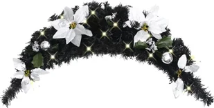 vidaXL Łuk świąteczny z girlandą i lampkami LED, czarny, 90 cm, PVC - Oświetlenie świąteczne - miniaturka - grafika 2
