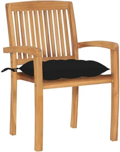 vidaXL Sztaplowane krzesła ogrodowe z poduszkami, 4 szt., tekowe! 3073262 - Fotele i krzesła ogrodowe - miniaturka - grafika 3