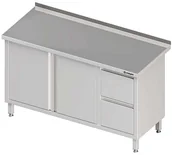 Stoły gastronomiczne - Stalgast Stół przyścienny z blokiem dwóch szuflad P) drzwi skrzydłowe 1100x700x850 mm 980337110 - miniaturka - grafika 1