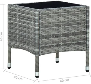 vidaXL Lumarko Stolik ogrodowy, szary, 40 x 40 x 45 cm, rattan PE! 45902 - Stoły ogrodowe - miniaturka - grafika 5
