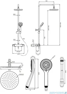 Omnires Y zestaw prysznicowy natynkowy termostatyczny złoty Y1244LUXLGL | - Zestawy prysznicowe - miniaturka - grafika 2