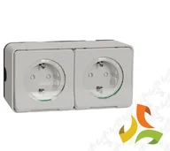 Gniazdka elektryczne - Schneider Electric MUREVA STYL Gniazdo 2 podwójne z uziemieniem SCHUKO 2P+PE IP55 biały MUR39035 MUR39035/SCH - miniaturka - grafika 1