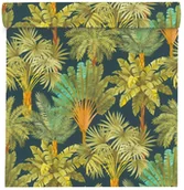 Tapety - Rasch Tapeta Liście 478242 granatowo-zielona winylowa na flizelinie - miniaturka - grafika 1