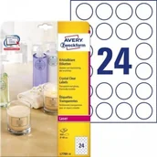 Etykiety do drukarek - Avery Etykiety przezroczyste Crystal Clear Zweckform; A4, 25 ark./op., O40 mm /L7780-25/ ZW405 - miniaturka - grafika 1