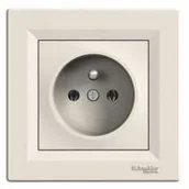 Gniazdka elektryczne - Schneider Asfora gniazdo podtynkowe pojedyncze z uziemieniem z ramką kremowe EPH2800123 - miniaturka - grafika 1