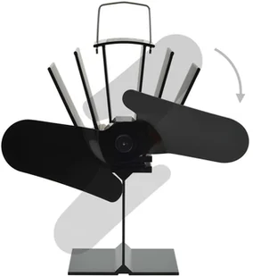 vidaXL Zasilany ciepłem wentylator kominkowy, 2 łopatki, czarny - Akcesoria grzewcze - miniaturka - grafika 5