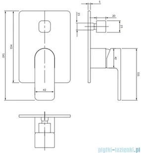 Omnires Baretti bateria natryskowa-wannowa podtynkowa z przełącznikiem czarny mat BA7835BL | - Baterie wannowe i prysznicowe - miniaturka - grafika 2