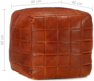 vidaXL vidaXL Puf, brąz tan, 40x40x40 cm, prawdziwa kozia skóra - Pufy i podnóżki - miniaturka - grafika 4