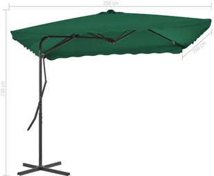 vidaXL Parasol ogrodowy na słupku stalowym, 250 x 250 cm, zielony - Parasole ogrodowe - miniaturka - grafika 7