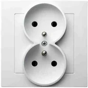 Gniazdka elektryczne - LEDart podwójne z uziemieniem, z ramką - Ospel As GP-2GZ/00, kolor biały, 16A/250V - miniaturka - grafika 1
