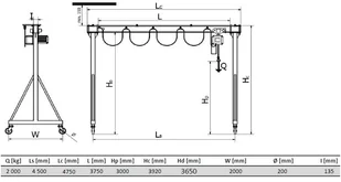 Vidaxl 339 DOSTAWA GRATIS! 33966307 bramowa skręcana miproCrane DELTA 300 wciągnik łańcuchowy elektryczny zintegrowany z wózkiem + kaseta sterująca udźwig 2000 kg rozpiętość 4500 mm wysokość podn 66307-uniw - Wciągarki - miniaturka - grafika 2