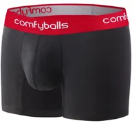 Bielizna sportowa męska - ComfyBalls COMFYBALLS bokserki LONG COTTON czarno-czerwone - miniaturka - grafika 1