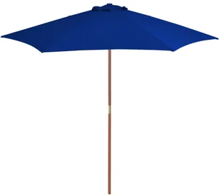vidaXL Parasol ogrodowy na drewnianym słupku niebieski 270 cm  313763 - Parasole ogrodowe - miniaturka - grafika 2