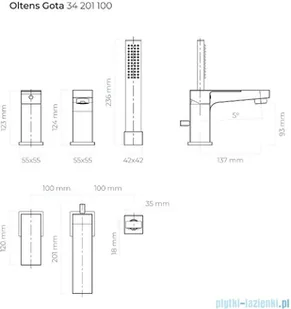 Oltens GOTA bateria wannowo-prysznicowa kompletna 3-otworowa chrom 34201100 - Baterie wannowe i prysznicowe - miniaturka - grafika 3