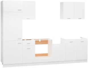 vidaXL Lumarko 7-cz. zestaw szafek kuchennych, biały, płyta wiórowa 3067631 - Szafki kuchenne - miniaturka - grafika 3