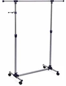Wieszaki i stojaki - SONGMICS Stabilny wieszak na ubrania Songmics, drążek na ubrania, wieszak na ubrania z kółkami, rozciągany 97-165 cm, platerowane rury ze stali nierdzewnej. - miniaturka - grafika 1