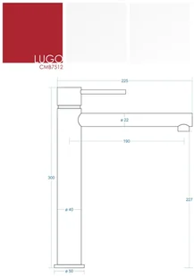 Corsan Bateria umywalkowa wysoka CMB7512BL Lugo czarna - Baterie umywalkowe - miniaturka - grafika 2