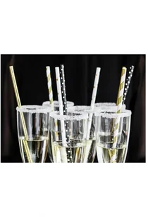 Słomki papierowe w paski, złote chrom, 19,5 cm, 10 szt SPP1M-019 - Słomki do napojów - miniaturka - grafika 4