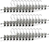 Wieszaki do szafy - Relaxdays do spodni metalowe, uchwytem zaciskowym regulowana, wys. x szer. x gł.: 9 x 35,5 x 2,5 cm, srebrna/czarna, różne zestawy 10021826_683 - miniaturka - grafika 1