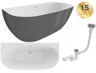 Wanny - Polimat Wanna wolnostojąca przyścienna 170x80x60 cm ok. 210 l +stelaż oraz syfon, BIAŁA/GRAFIT POŁYSK 00444 - miniaturka - grafika 1