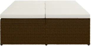 vidaXL Rozkładane łóżko ogrodowe z poduszką, polirattan, brązowe - Leżaki ogrodowe - miniaturka - grafika 7