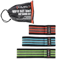 Gumy, taśmy, ekspandery - Zestaw gum do ćwiczeń Hip Band Set - materiałowe taśmy oporowa do wzmocnienia mięśni pośladków i ud + etui (HB12 SET 3in1) - miniaturka - grafika 1
