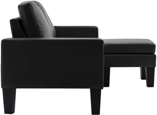 vidaXL 3-osobowa sofa z podnóżkiem, czarna, sztuczna skóra - Narożniki - miniaturka - grafika 4