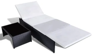 vidaXL Leżaki ze stolikiem, 2 szt., polirattan, czarne - Leżaki ogrodowe - miniaturka - grafika 5