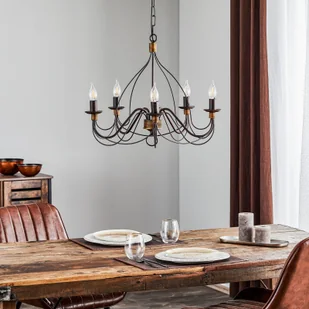 Euluna Żyrandol Fiamma Marrone 5-pkt. bez kloszy - Lampy sufitowe - miniaturka - grafika 2