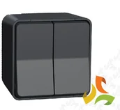 Wyłączniki światła i elektryczne - Schneider Electric MUREVA STYL Wyłącznik 2 podwójny schodowy IP55 antracyt MUR35022 MUR35022/SCH - miniaturka - grafika 1