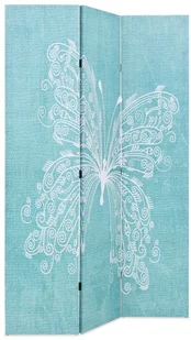 vidaXL Składany parawan, 120x180 cm, niebieski z motylem - Parawany - miniaturka - grafika 3