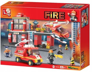 Remiza Straż Pożarna Sluban Samochód Helikopter - Klocki - miniaturka - grafika 3