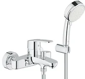 Akcesoria do armatury i ceramiki - Grohe jednouchwytowa bateria wannowa bateria Eurostyle C 33592 z uchwytem ściennym chrom zestaw 3359220A - miniaturka - grafika 1
