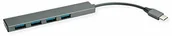 Huby USB - Roline Hub USB 3.2 Gen 1, 4-drożny, kabel przyłączeniowy typu C, szary - miniaturka - grafika 1