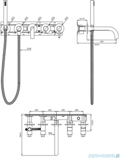 Omnires Y bateria wannowa 5-otworowa podtynkowa chrom Y1237/1CR - Baterie podtynkowe - miniaturka - grafika 2