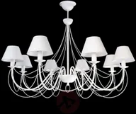 Lampy sufitowe - LIS Bona biały żyrandol z kloszami z tkaniny - miniaturka - grafika 1