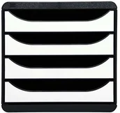 Pojemniki biurowe - Exacompta Exacompta 3104213D organizer Premium Big Box 4 szuflady o dużej pojemności pojemnik na dokumenty A4+ dla większej ilości miejsca na biurku szafka biało-czarna 3104213D - miniaturka - grafika 1