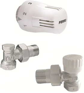 Ferro ZESTAW GRZEJNIKOWY grzejnika C ZTM02 kątowy (Zawór termostatyczny,głowica - Akcesoria grzewcze - miniaturka - grafika 2