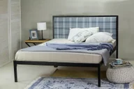 Łóżka - Artbed Collection Łóżko metalowe tapicerowane "Lena" kratka - miniaturka - grafika 1