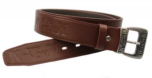 Complex (PL) Pasek Skórzany (PL) Tłoczony Napis "MAGNUM" Skóra Licowa EXTRA 40 mm Brązowy - Paski - miniaturka - grafika 3