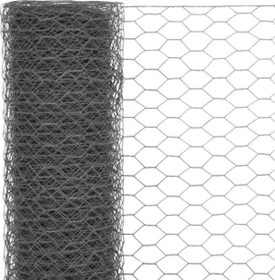 vidaxl Siatka stalowa z powłoką z PVC, 25x0,5 m, sześciokątna, szara - Ogrodzenia - miniaturka - grafika 3