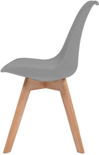 vidaXL Krzesła do jadalni, 4 szt., sztuczna skóra, lite drewno, szare - Krzesła - miniaturka - grafika 4