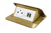 Puszki elektryczne i akcesoria - Legrand Minipuszka POP-UP do blatów MOSIĄDZ wyposażona gniazdo 2400 mA USB-typ C 054016 054016/278111L/077590 - miniaturka - grafika 1