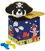 Krzesełka i taborety dla dzieci - Relaxdays Relaxdays Taboret do siedzenia dla dzieci, wzornictwo pirackie, skrzynia do siedzenia, składana, z miejscem do przechowywania, wys. x szer. x głęb. 31 x 31 x 31 cm, niebiesko-żółty, 1 sztuka 10032556_1177 - miniaturka - grafika 1