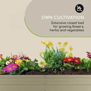 Blumfeldt Blumfeldt High Grow Straight Grządka podwyższona 180 x 60 x 90 cm 970 l stal ocynkowana kolor beżowy GDMB4-Highgrow-St-BG - Pozostałe akcesoria do uprawy roślin - miniaturka - grafika 6