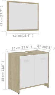 vidaXL vidaXL Zestaw mebli łazienkowych, biel i dąb sonoma, płyta wiórowa 8720286015582 - Meble łazienkowe - miniaturka - grafika 7