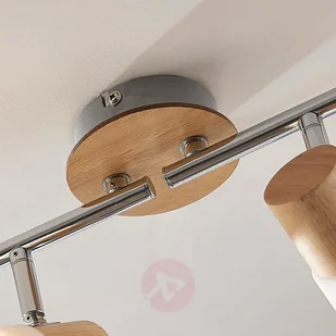 Lampenwelt COM 4-punktowa lampa sufitowa LED Krzysztof, drewno - Lampy sufitowe - miniaturka - grafika 5