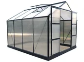 Szklarnie ogrodowe - Vente-Unique Szklarnia ogrodowa z poliwęglanu 7.5 m GREENEA II z podstawą - Antracyt - miniaturka - grafika 1