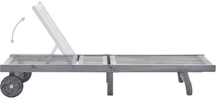 vidaXL Ogrodowy leżak z poduszką, szary, lite drewno akacjowe 3061369 - Leżaki ogrodowe - miniaturka - grafika 3